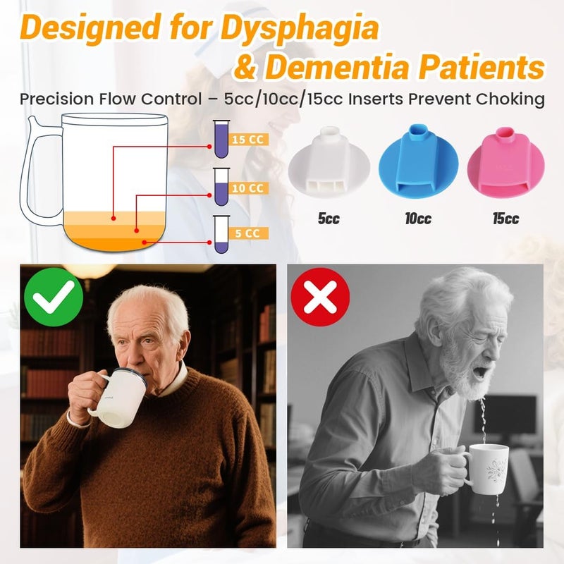 EZSLINGGLIDE Dysphagia Regulating Drinking Cups for Swallowing Difficulty - with 5cc, 10cc, & 15cc Sip Cup Options - Liquids Only - Pack of 1 (White) - Image 3